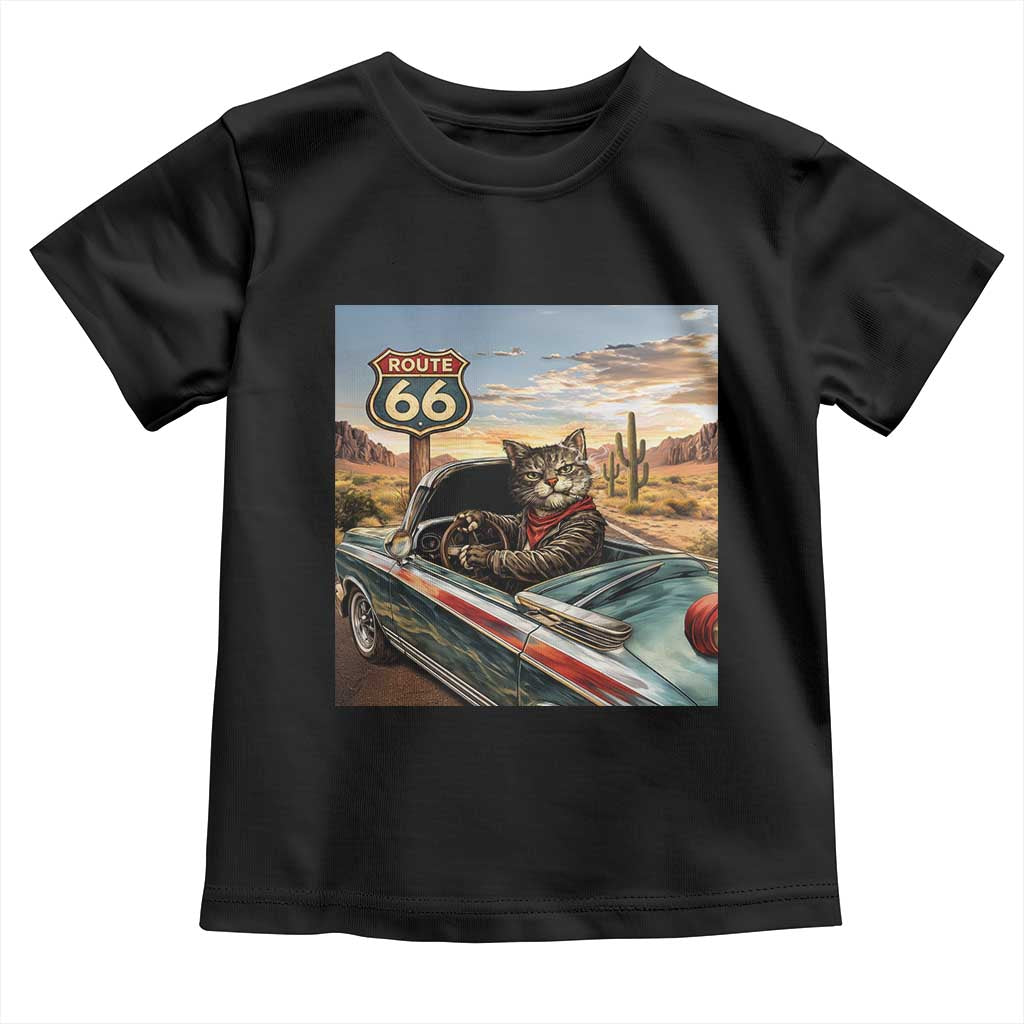Funny Route Highway 66 Cat Lover Toddler T Shirt Mother Road Travel Gift