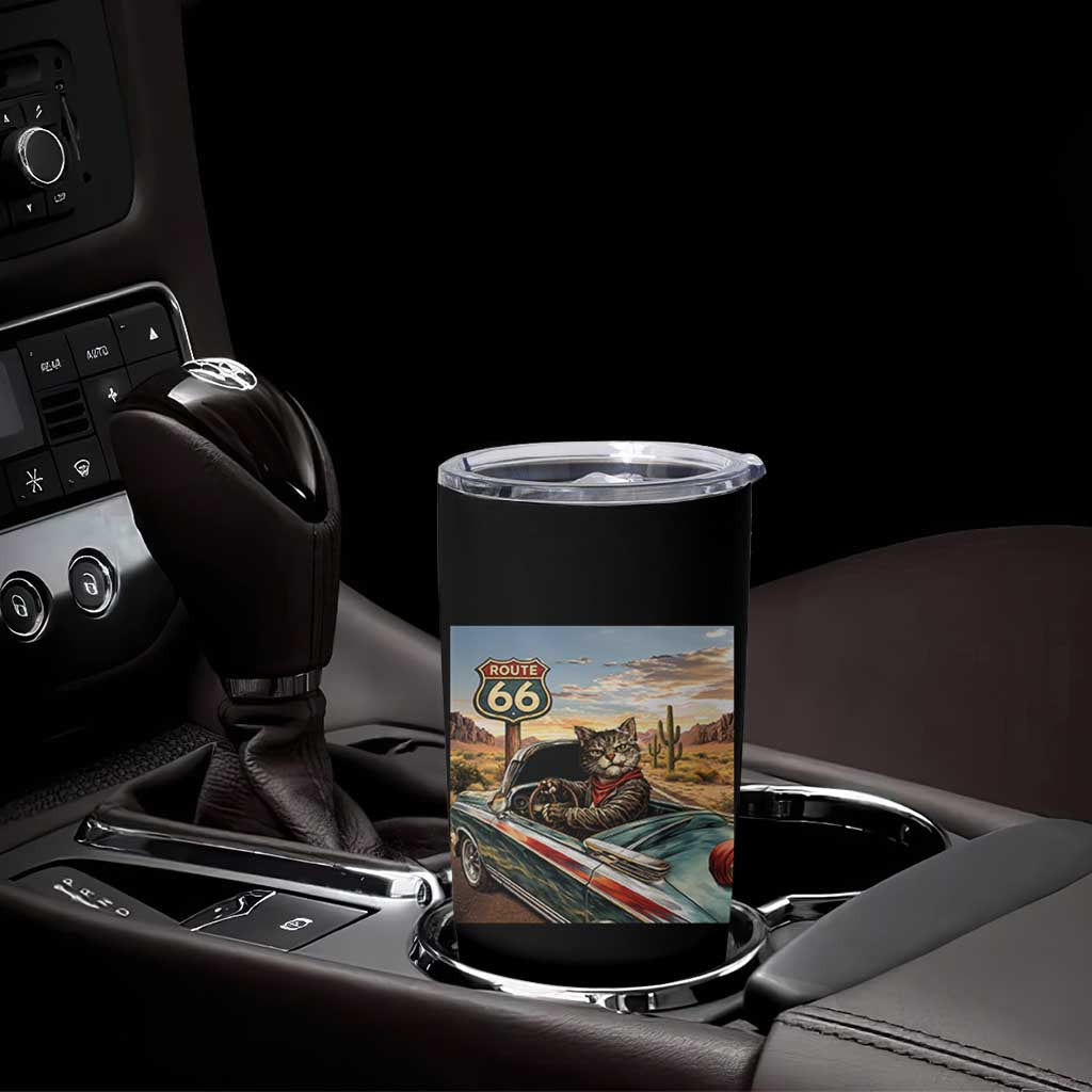 Funny Route Highway 66 Cat Lover Tumbler Cup Mother Road Travel Gift