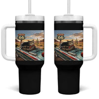Funny Route Highway 66 Cat Lover Tumbler With Handle Mother Road Travel Gift
