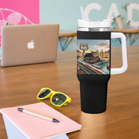 Funny Route Highway 66 Cat Lover Tumbler With Handle Mother Road Travel Gift
