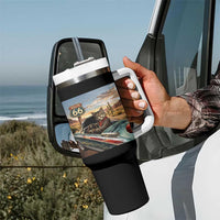 Funny Route Highway 66 Cat Lover Tumbler With Handle Mother Road Travel Gift