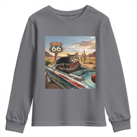 Funny Route Highway 66 Cat Lover Youth Sweatshirt Mother Road Travel Gift