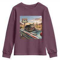 Funny Route Highway 66 Cat Lover Youth Sweatshirt Mother Road Travel Gift