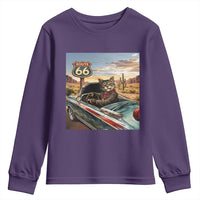 Funny Route Highway 66 Cat Lover Youth Sweatshirt Mother Road Travel Gift