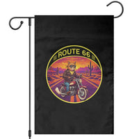 Route Highway 66 Motorcycle Cat Garden Flag Open Road Adventure Neon
