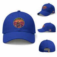 Route Highway 66 Motorcycle Cat Baseball Cap Open Road Adventure Neon
