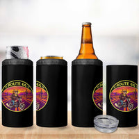 Route Highway 66 Motorcycle Cat 4 in 1 Can Cooler Tumbler Open Road Adventure Neon
