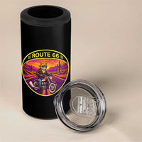 Route Highway 66 Motorcycle Cat 4 in 1 Can Cooler Tumbler Open Road Adventure Neon