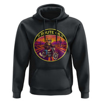 Route Highway 66 Motorcycle Cat Hoodie Open Road Adventure Neon