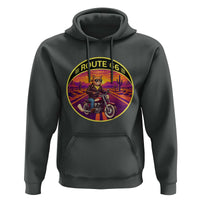 Route Highway 66 Motorcycle Cat Hoodie Open Road Adventure Neon