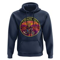 Route Highway 66 Motorcycle Cat Hoodie Open Road Adventure Neon