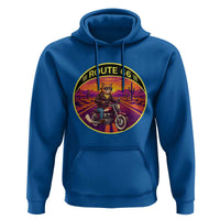 Route Highway 66 Motorcycle Cat Hoodie Open Road Adventure Neon