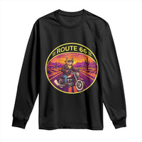 Route Highway 66 Motorcycle Cat Long Sleeve Shirt Open Road Adventure Neon