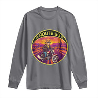 Route Highway 66 Motorcycle Cat Long Sleeve Shirt Open Road Adventure Neon