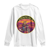 Route Highway 66 Motorcycle Cat Long Sleeve Shirt Open Road Adventure Neon
