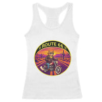 Route Highway 66 Motorcycle Cat Racerback Tank Top Open Road Adventure Neon