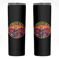 Route Highway 66 Motorcycle Cat Skinny Tumbler Open Road Adventure Neon