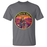 Route Highway 66 Motorcycle Cat T Shirt Open Road Adventure Neon