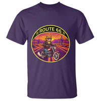Route Highway 66 Motorcycle Cat T Shirt Open Road Adventure Neon