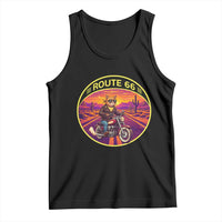Route Highway 66 Motorcycle Cat Tank Top Open Road Adventure Neon