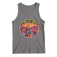 Route Highway 66 Motorcycle Cat Tank Top Open Road Adventure Neon