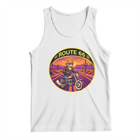 Route Highway 66 Motorcycle Cat Tank Top Open Road Adventure Neon