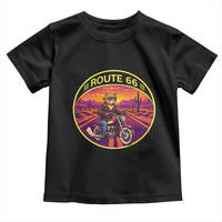 Route Highway 66 Motorcycle Cat Toddler T Shirt Open Road Adventure Neon