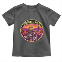Route Highway 66 Motorcycle Cat Toddler T Shirt Open Road Adventure Neon