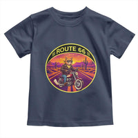 Route Highway 66 Motorcycle Cat Toddler T Shirt Open Road Adventure Neon