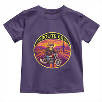 Route Highway 66 Motorcycle Cat Toddler T Shirt Open Road Adventure Neon