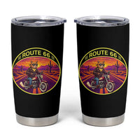 Route Highway 66 Motorcycle Cat Tumbler Cup Open Road Adventure Neon