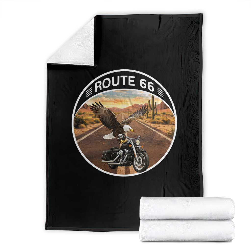 Route Highway 66 Motorcycle Eagle Throw Blanket Americana Adventure