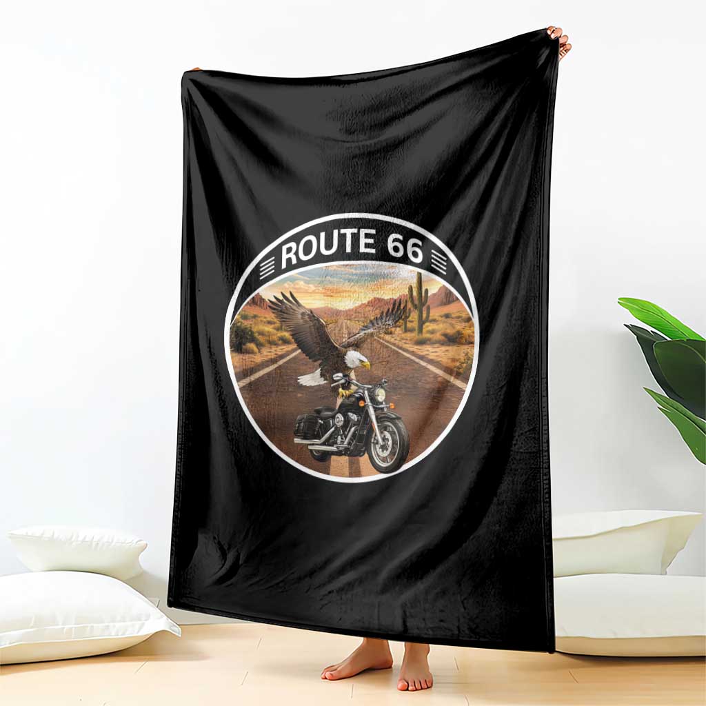 Route Highway 66 Motorcycle Eagle Throw Blanket Americana Adventure