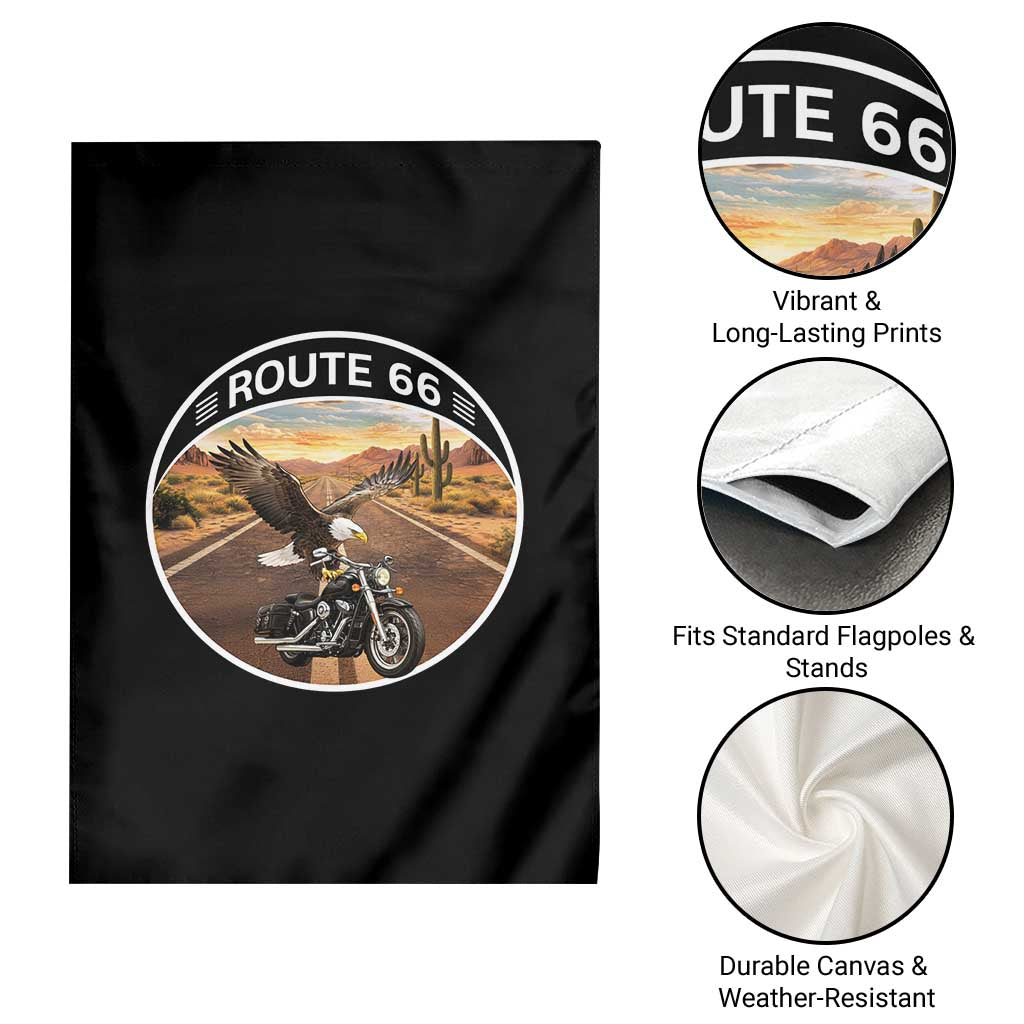 Route Highway 66 Motorcycle Eagle Garden Flag Americana Adventure