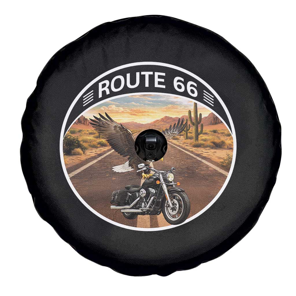 Route Highway 66 Motorcycle Eagle Spare Tire Cover Americana Adventure