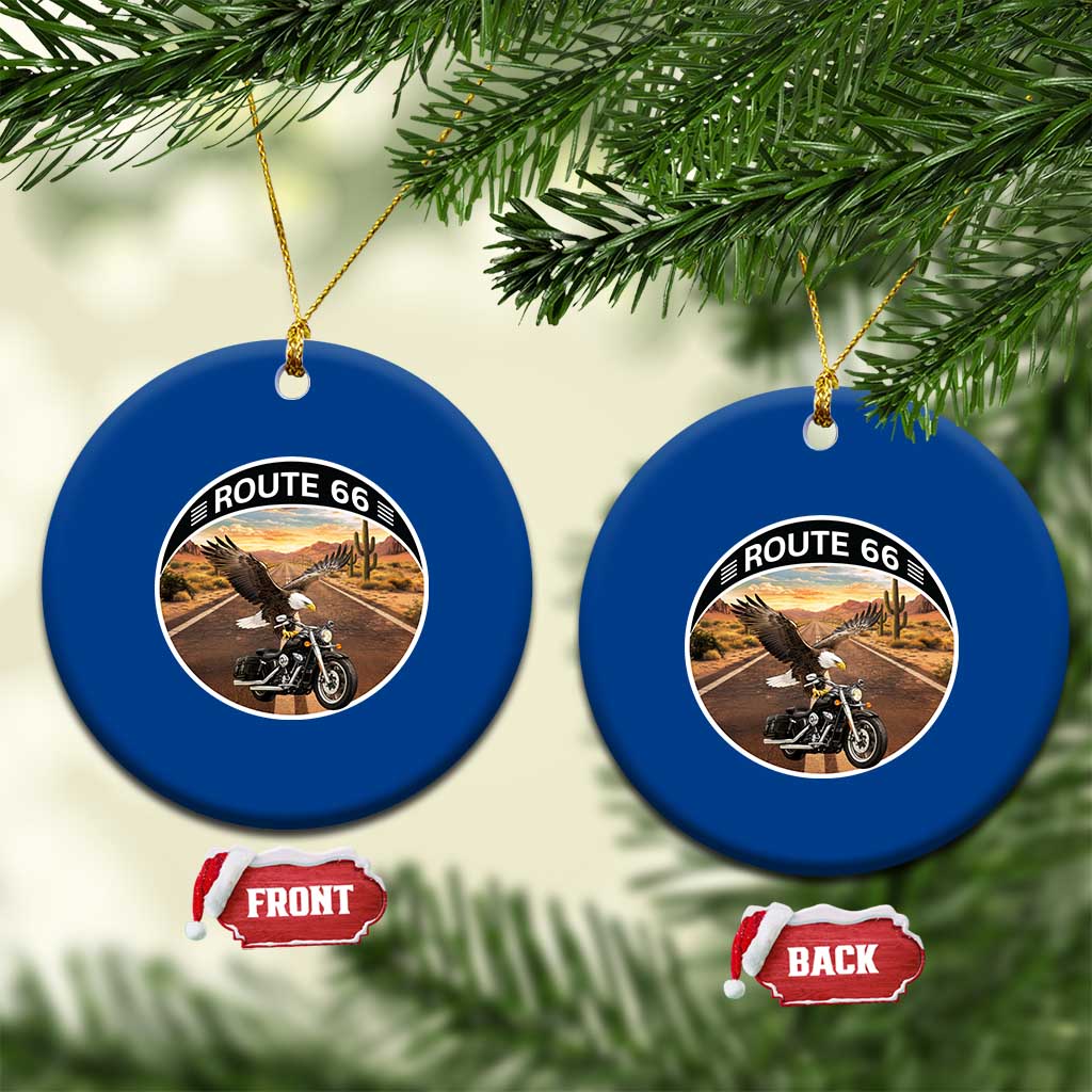 Route Highway 66 Motorcycle Eagle Ceramic Ornament Americana Adventure
