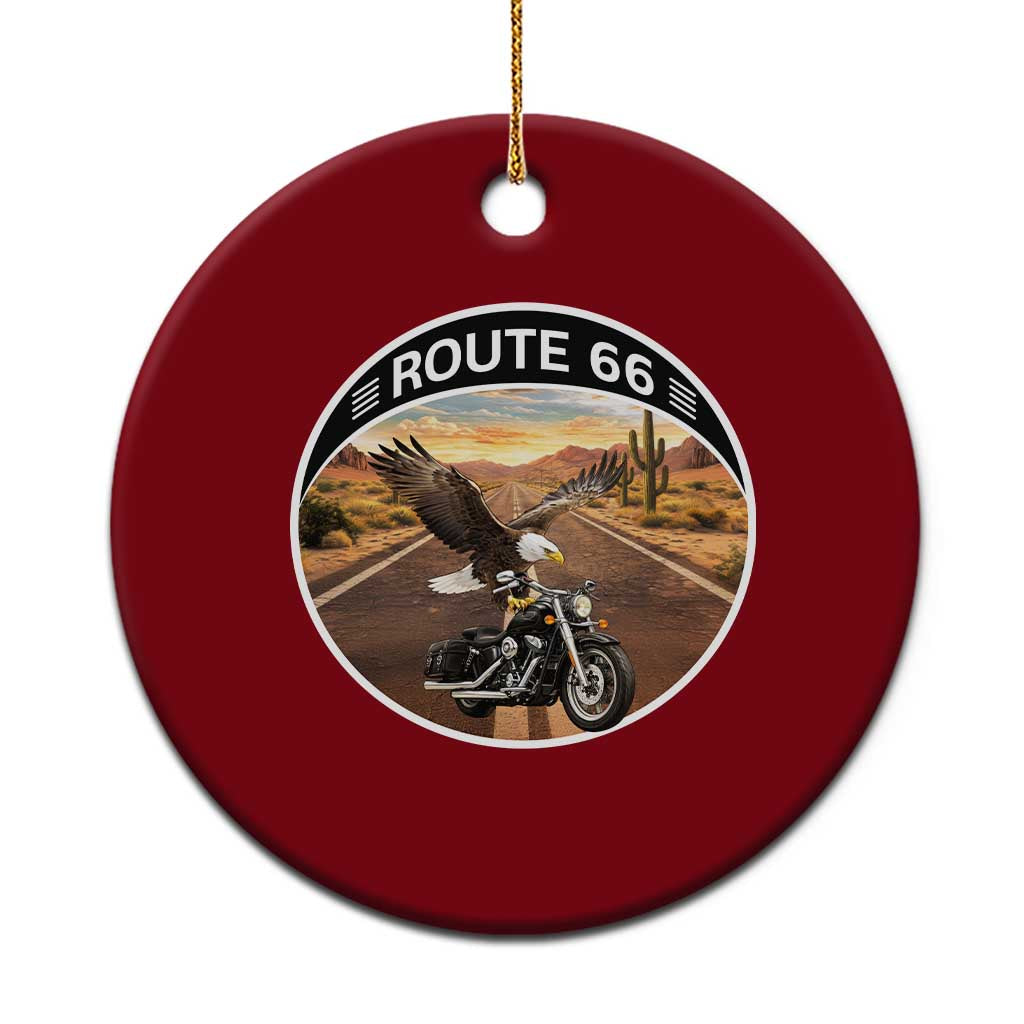 Route Highway 66 Motorcycle Eagle Ceramic Ornament Americana Adventure