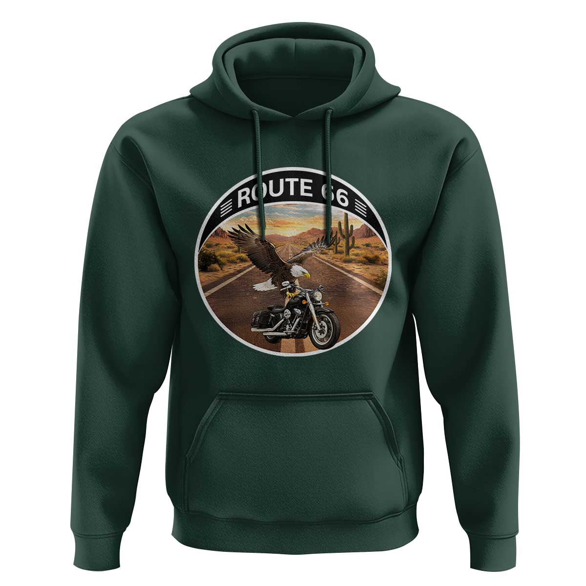 Route Highway 66 Motorcycle Eagle Hoodie Americana Adventure