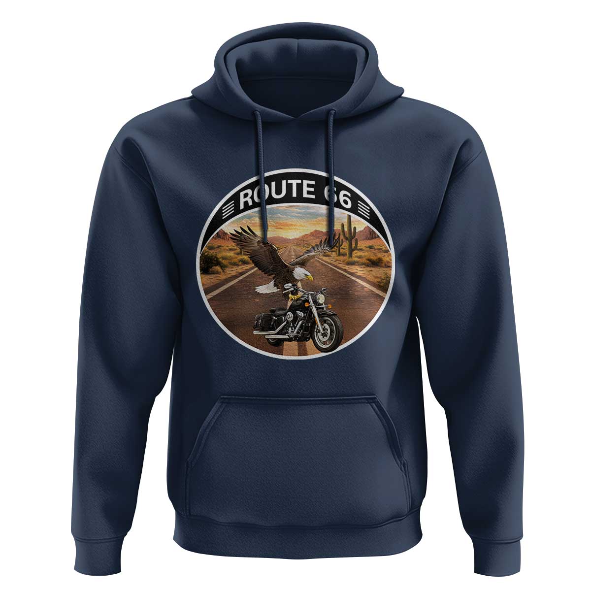 Route Highway 66 Motorcycle Eagle Hoodie Americana Adventure