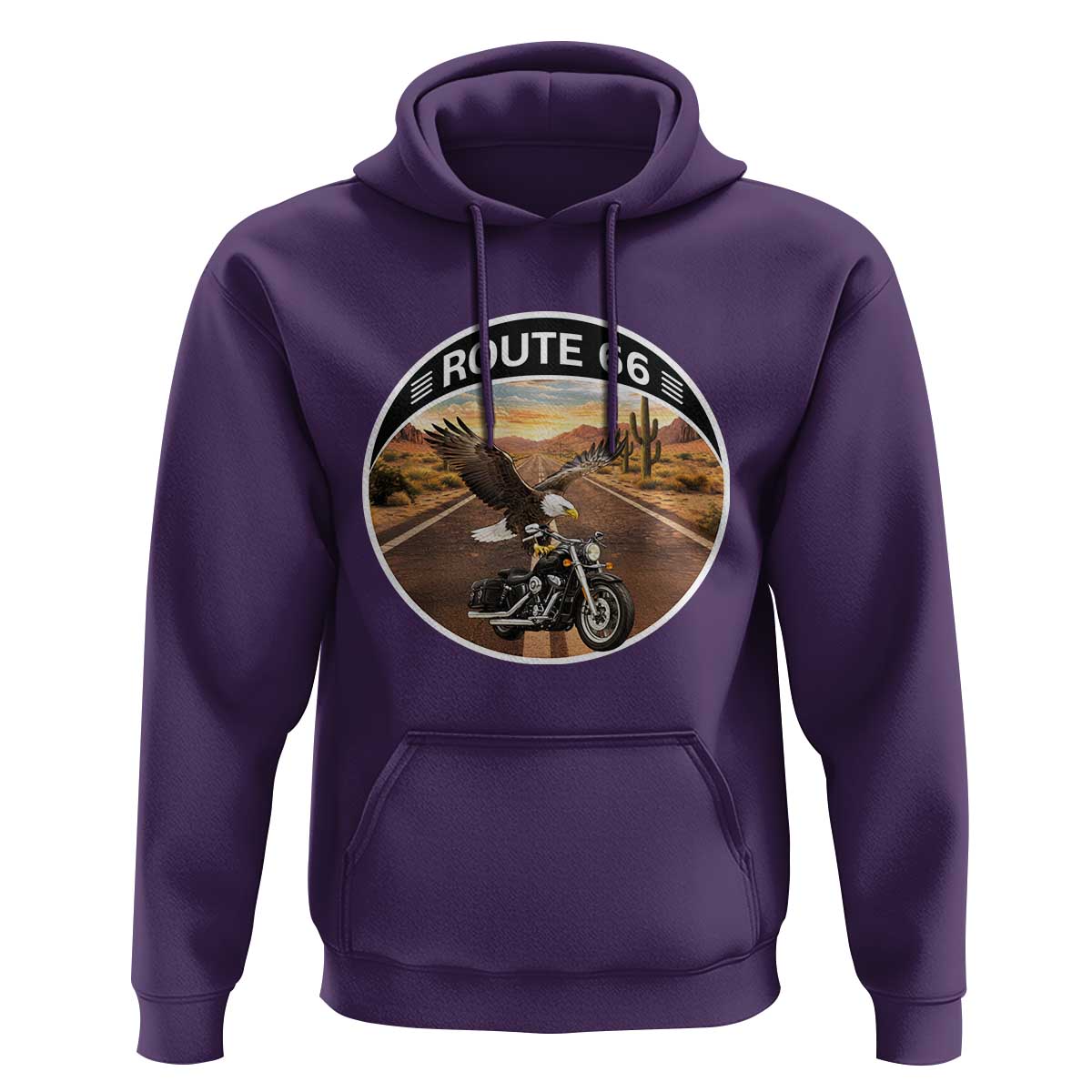 Route Highway 66 Motorcycle Eagle Hoodie Americana Adventure