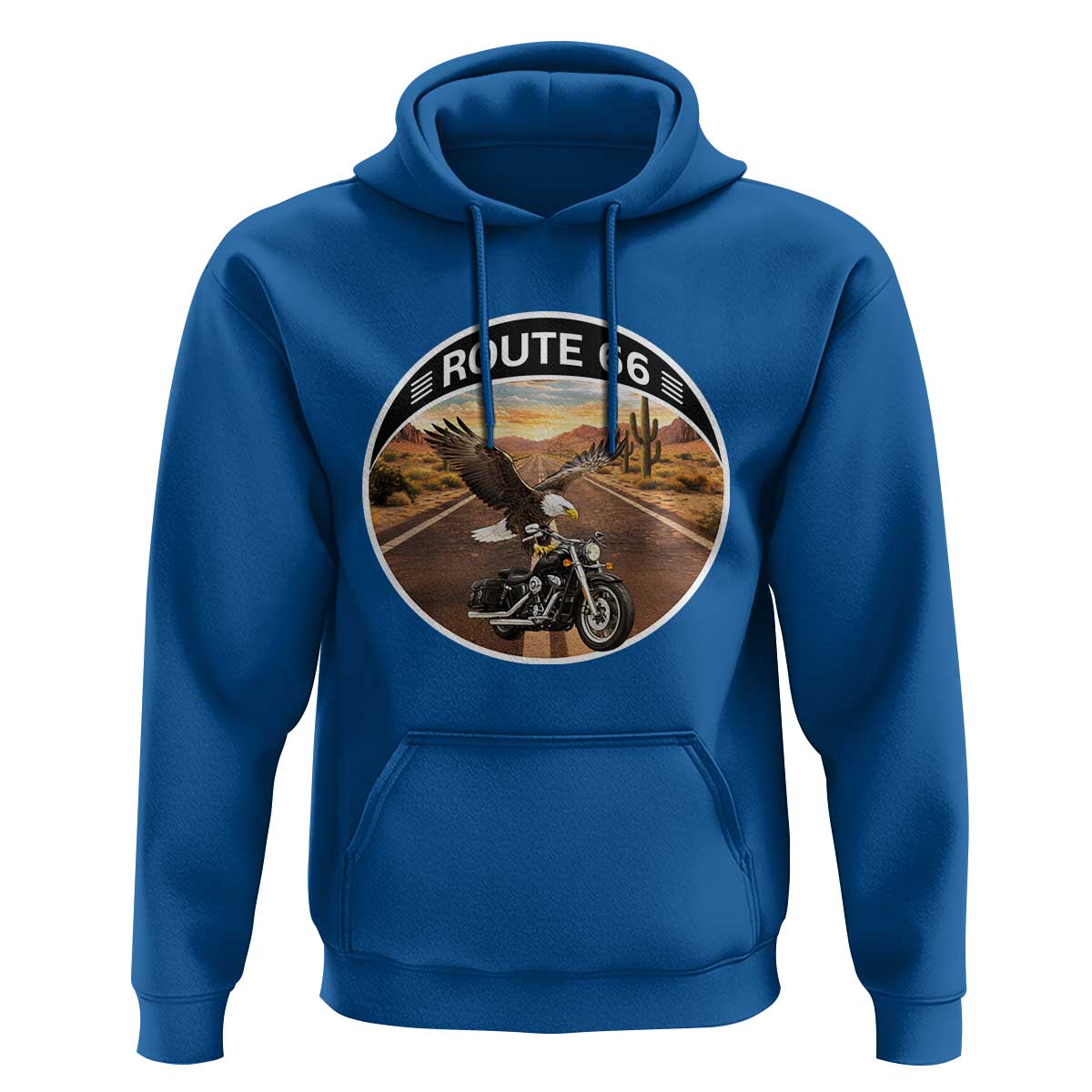 Route Highway 66 Motorcycle Eagle Hoodie Americana Adventure