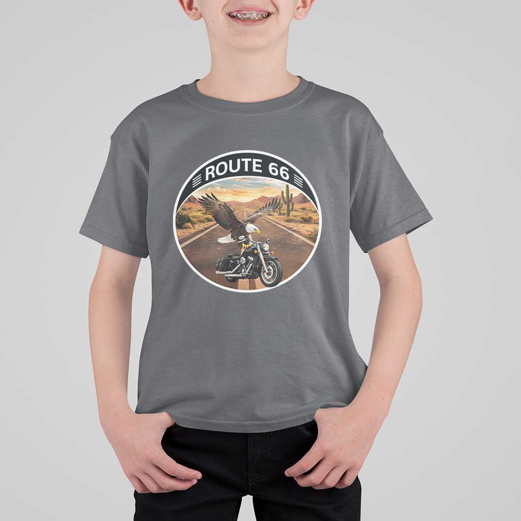Route Highway 66 Motorcycle Eagle T Shirt For Kid Americana Adventure
