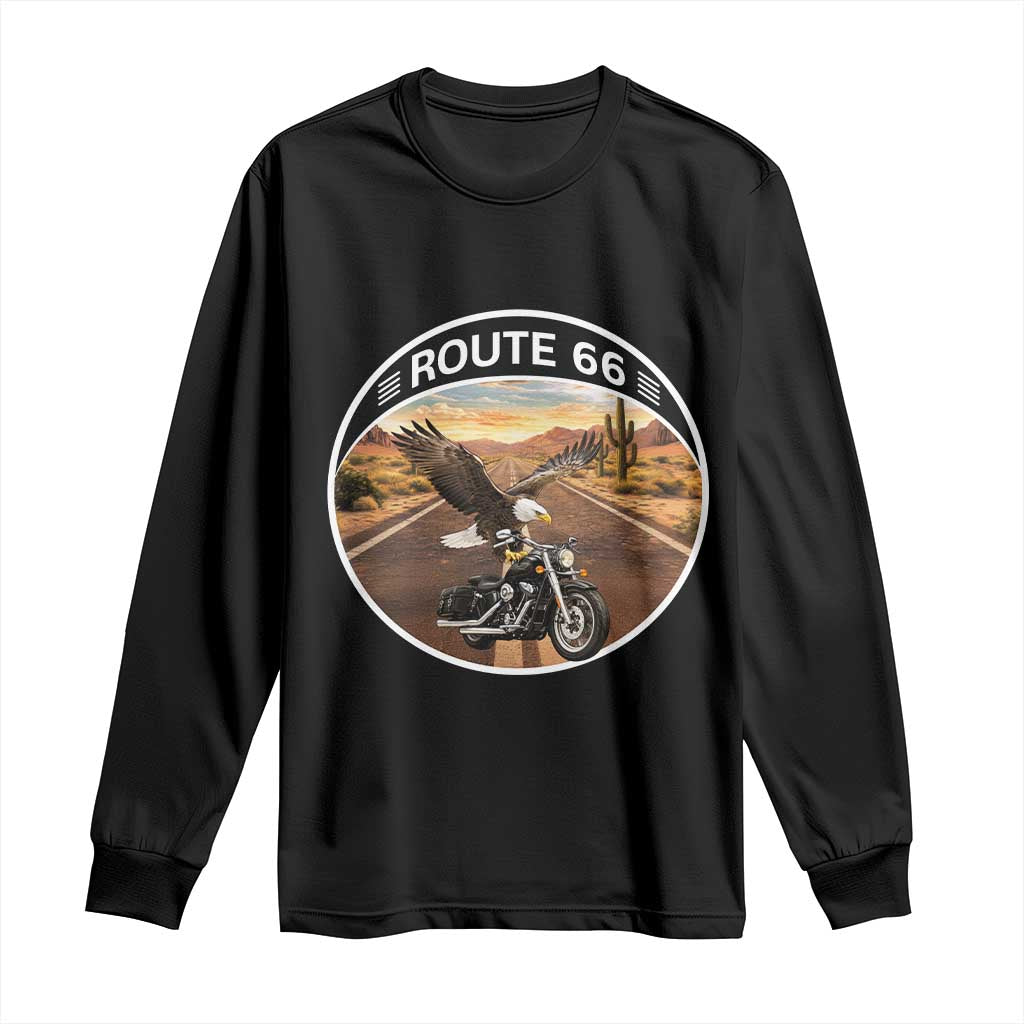 Route Highway 66 Motorcycle Eagle Long Sleeve Shirt Americana Adventure