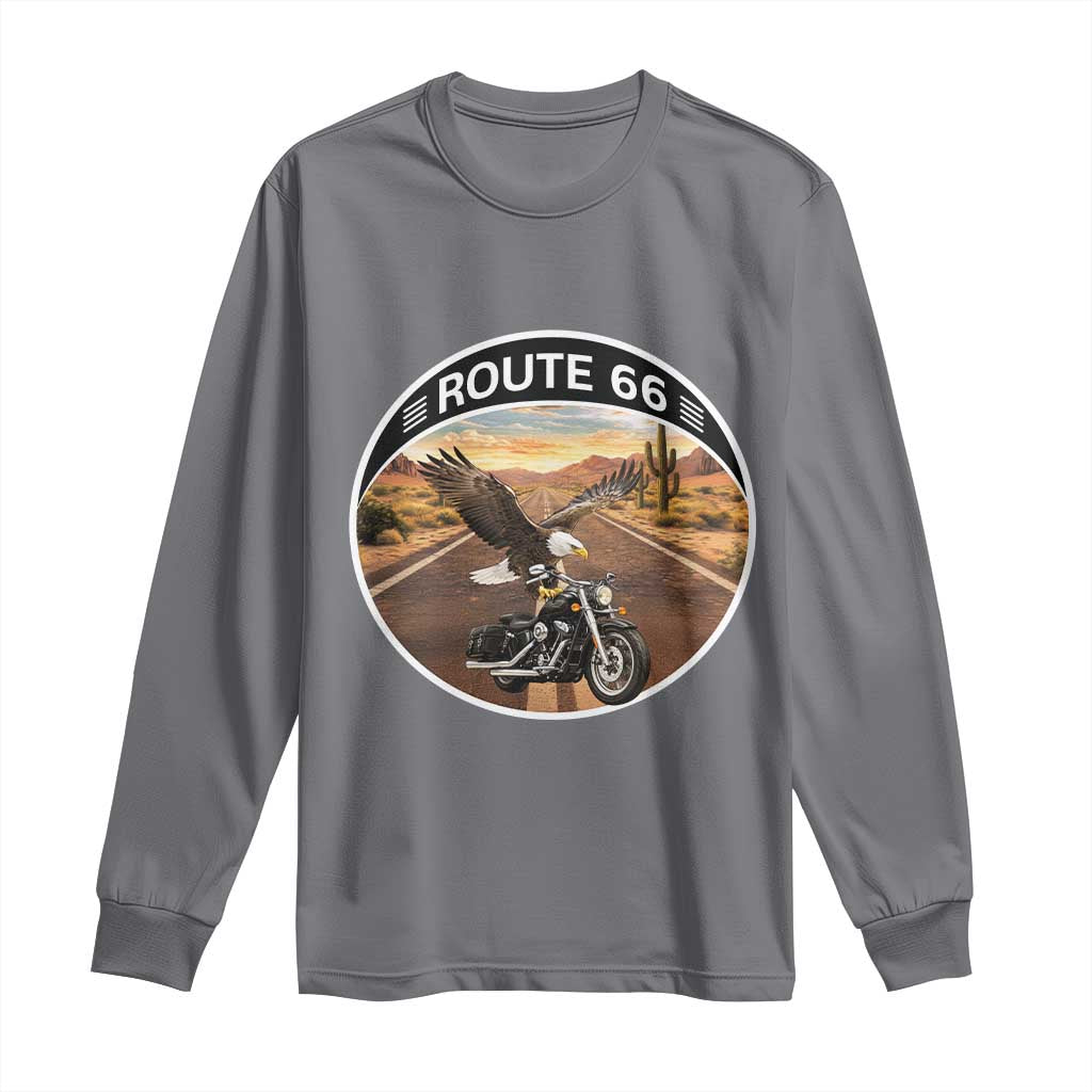 Route Highway 66 Motorcycle Eagle Long Sleeve Shirt Americana Adventure