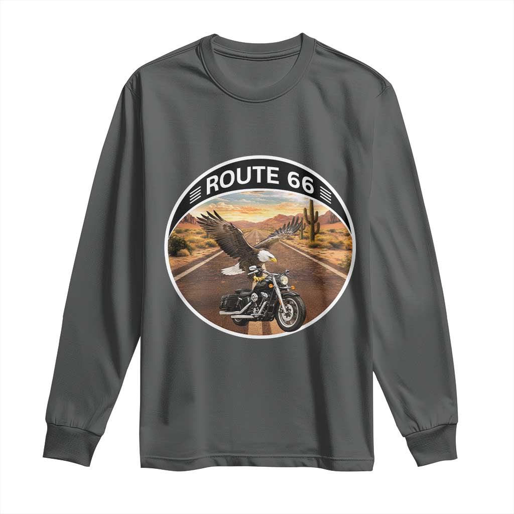 Route Highway 66 Motorcycle Eagle Long Sleeve Shirt Americana Adventure
