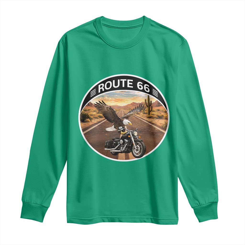 Route Highway 66 Motorcycle Eagle Long Sleeve Shirt Americana Adventure