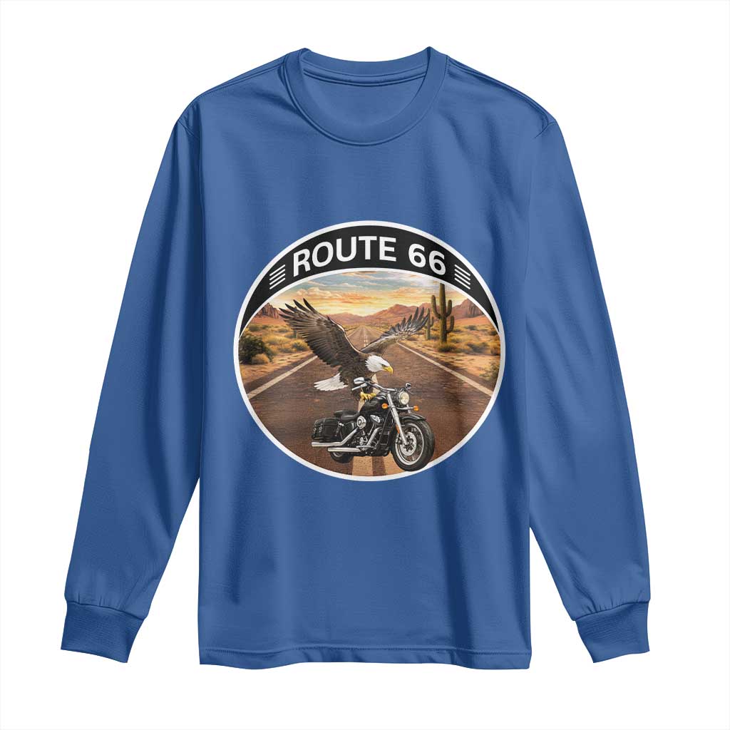 Route Highway 66 Motorcycle Eagle Long Sleeve Shirt Americana Adventure