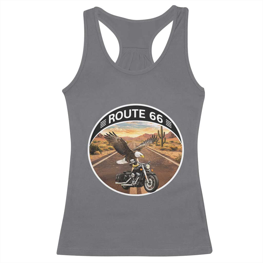Route Highway 66 Motorcycle Eagle Racerback Tank Top Americana Adventure