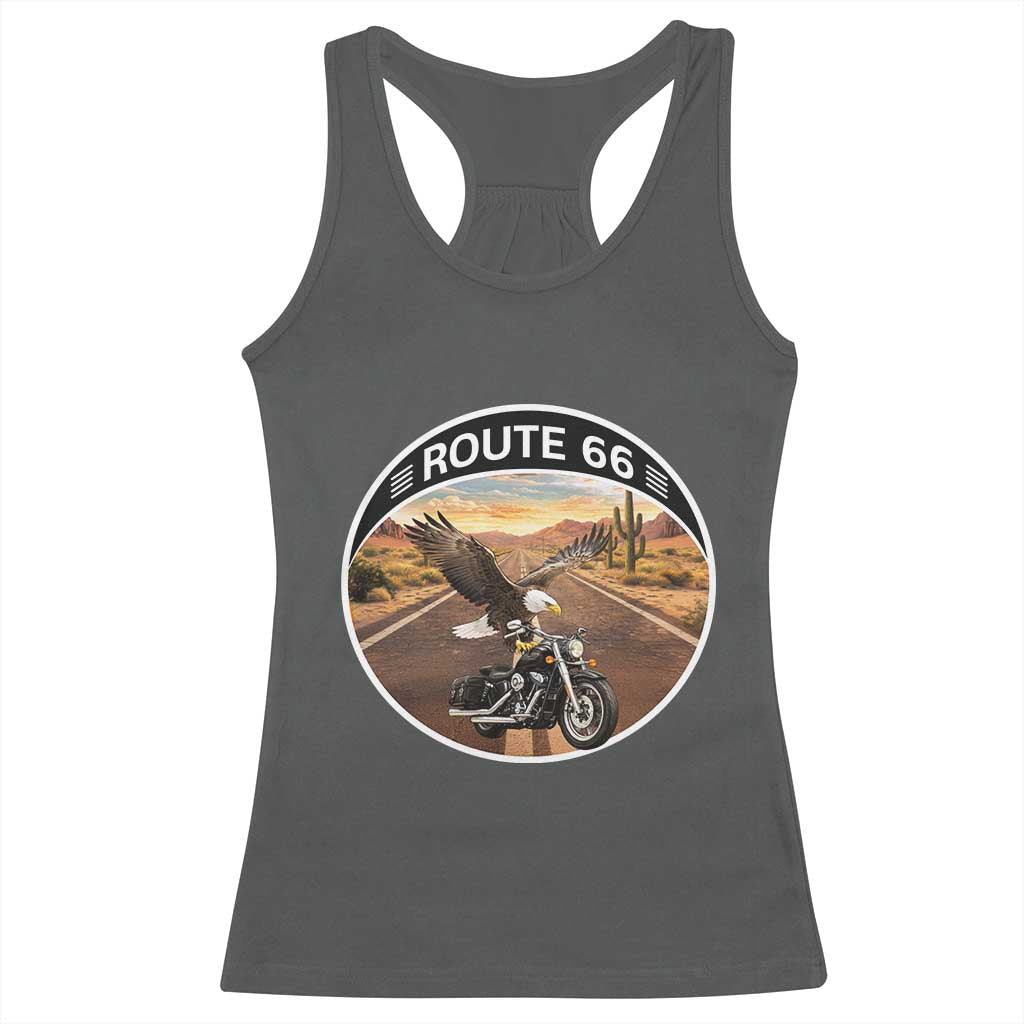 Route Highway 66 Motorcycle Eagle Racerback Tank Top Americana Adventure