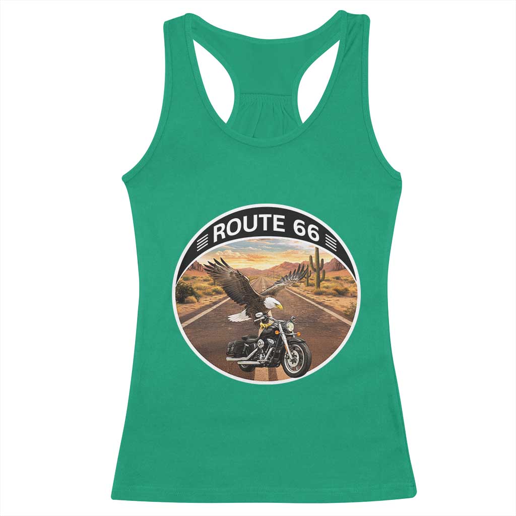 Route Highway 66 Motorcycle Eagle Racerback Tank Top Americana Adventure
